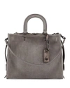 COACH ROGUE SUEDE SHOULDER BAG, GRAY