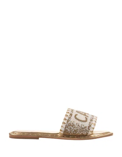 De Siena Capri Low Sandals In Off White-gold