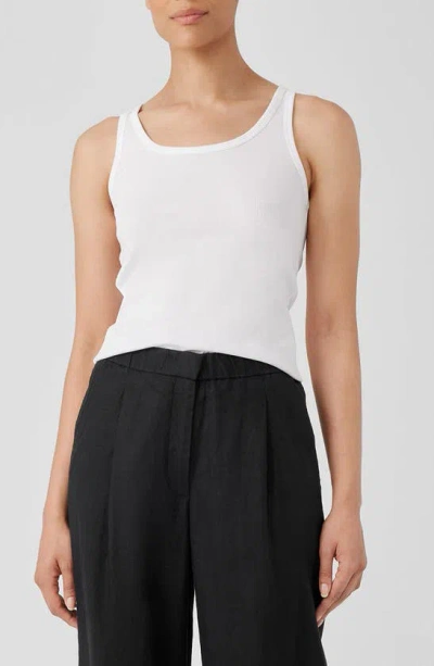 Eileen Fisher Scoop Neck Slim Fit Tank In White