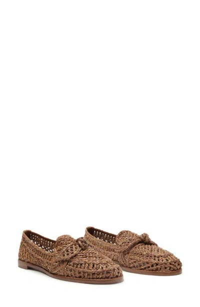 Alexandre Birman Raffia Penny Woven Loafers In Brown