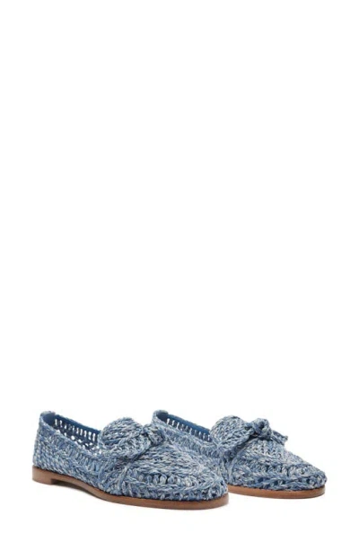 Alexandre Birman Raffia Knotted Bow Loafers In Blue