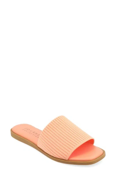 Journee Collection Women's Prisilla Single Band Slide Flat Sandals In Peach