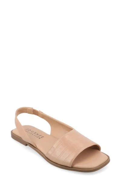 Journee Collection Women's Brinsley Teture Slingback Flat Sandals In Tan