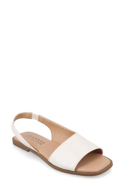 Journee Collection Women's Brinsley Teture Slingback Flat Sandals In White