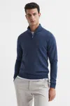 Reiss Blackhall - Azure Zip Up Knitted Jumper, S