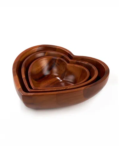 Nambe Eat Your Heart Out 3-piece Nesting Bowls Set In Brown