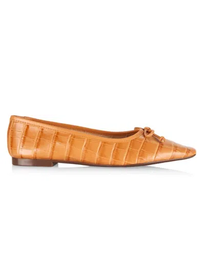 Schutz Women's Arissa Croc-embossed Leather Ballet Flats In Honey Peach