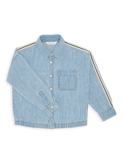 Palm Angels Little Boy's & Boy's Striped Chambray Shirt In Blue