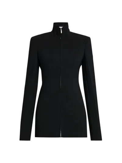 Ferragamo Stretch Wool Double Zip Blazer Jacket In Nero