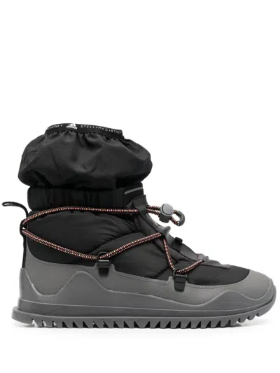 Adidas By Stella Mccartney Logo-print Drawstring Boots In Black