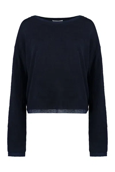 Vince Long Sleeve Crew-neck Sweater In Blue