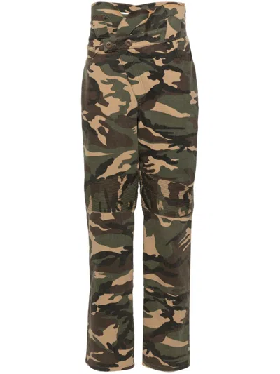 Juntae Kim Green Camouflage-print Straight Trousers