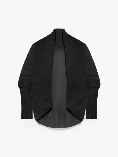 Max Mara Maxmara Plissé Pleated Shrug Black In White