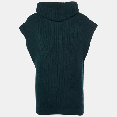 Pre-owned Jacquemus Dark Green Merino Wool Knit Cut-out Turtleneck Vest Xs