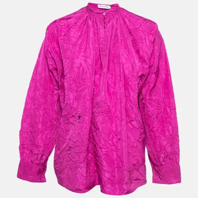 Pre-owned Dior Pink Crinkle Taffeta High-low Oversized Blouse M