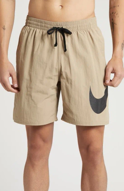 Nike Swoosh 7-inch Swim Trunks In Khaki