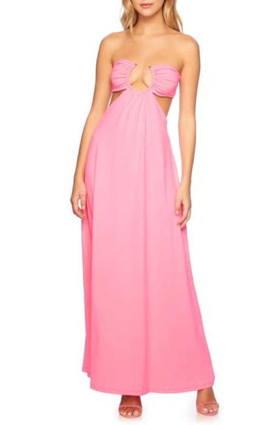 Susana Monaco U Wire Cutout Strapless Maxi Dress In Shocking Pink