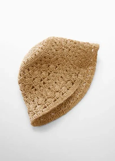 Mango Chapeau Fibre Naturelle In Écru