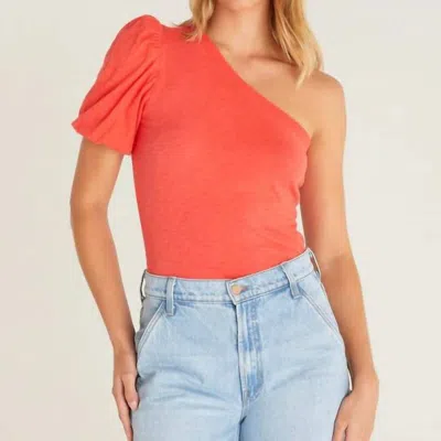 Z Supply Belterra One Shoulder Top In Firecracker In Red