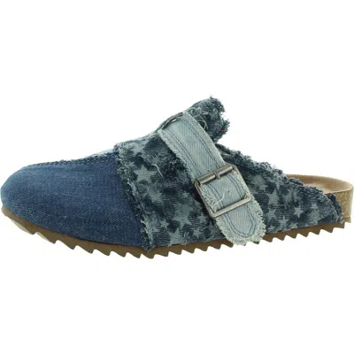 Very G Mindy Womens Patchwork Slip On Mules In Blue