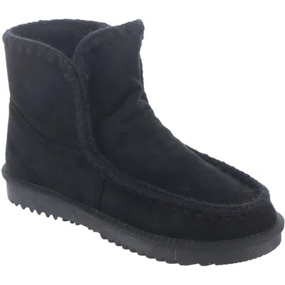 Very G Marvi Womens Faux Fur Lined Ankle Boots In Black