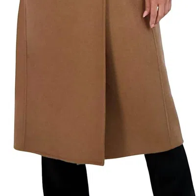 Elie Tahari Maxi Double Face Belted Wrap Coat In Camel In Brown