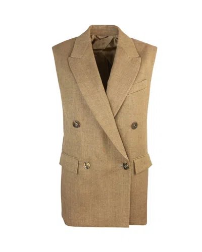 Max Mara Studio Waistcoat In Beige