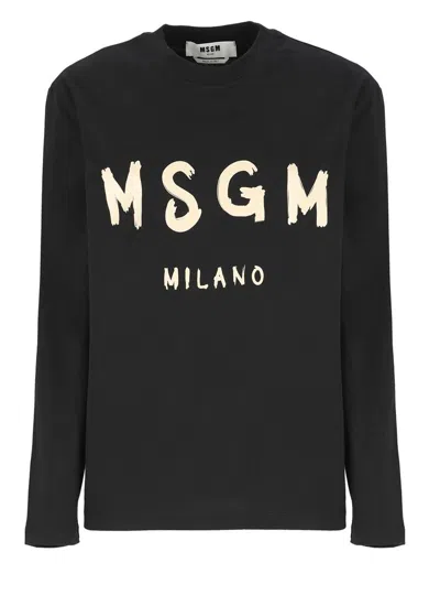 Msgm T-shirt With Logo In Black