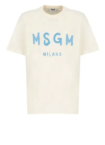 Msgm T-shirts And Polos White In Neutrals