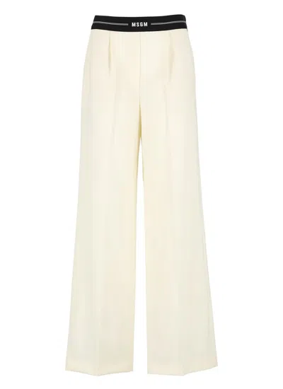 Msgm Wool Trousers In White