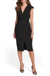 Donna Karan Women's Pleat-front Cap-sleeve Sheath Dress In Black