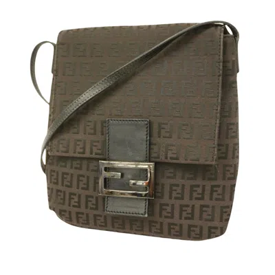 Fendi Zucchino Brown Canvas Shoulder Bag ()