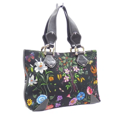 Gucci Floral Black Canvas Tote Bag ()