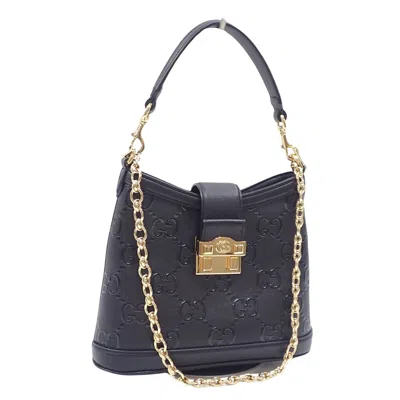 Gucci Gaufré Black Leather Shopper Bag ()