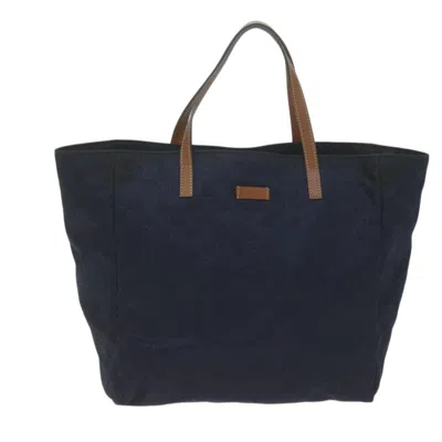 Gucci Gg Canvas Navy Canvas Tote Bag () In Black