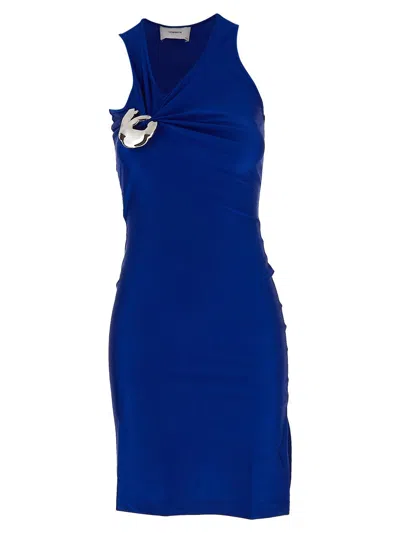 Coperni Single Emoji Sleeveless Jersey Dress In Blue