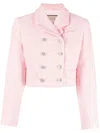 Gucci Cotton Blend Tweed Jacket In Pink