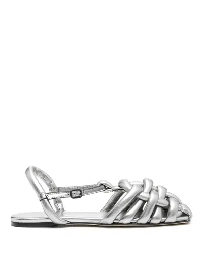 Hereu Cabersa Metallic Leather Sandals In Silver