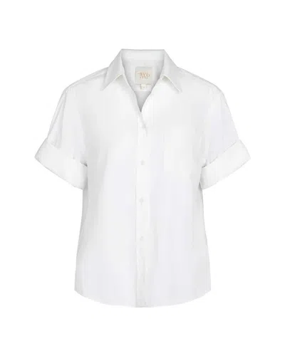 Twp Bad Habit Short-sleeve Stretch Cotton Button-front Shirt In White