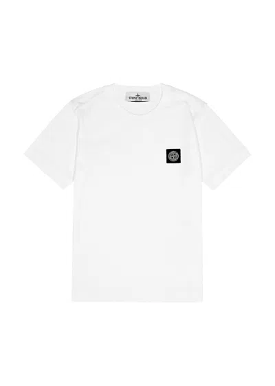 Stone Island Boys White Kids Logo-print Short-sleeve Cotton-jersey T-shirt 4-14 Years