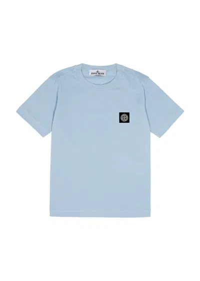Stone Island Boys Blue Kids Logo-badge Short-sleeve Cotton-jersey T-shirt 4-14 Years