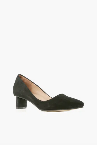 All Black Oval Kitten Pump In Black