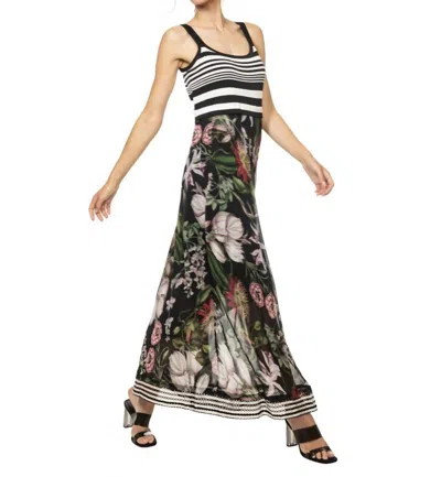 BEATE HEYMANN DRESS MAXI SATIN DEVORE HI NECK VELVET BELT 135-27 main image 1