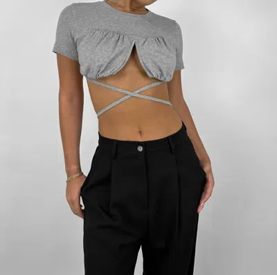 Mimosa Crew Neck Cropped Underwire Tee In Grey