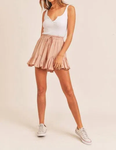 Mable Woven Mini Flared Skort In Pink
