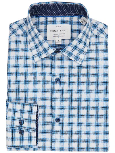 Construct Mens Plaid Slim Fit Dress Shirt In Blue