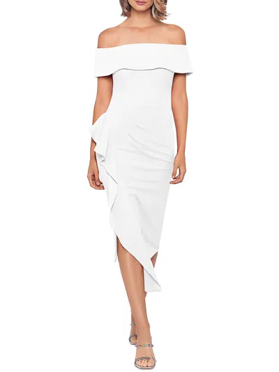 Aqua Womens Crepe Side Slit Cocktail And Party Dress In White