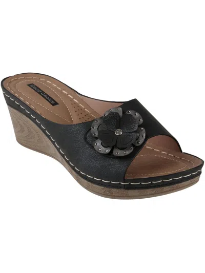Good Choice Naples Womens Faux Leather Lifestyle Slide Sandals In Black