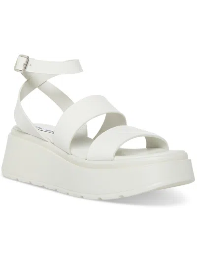 Steve Madden Tenys Womens Leather Ankle Strap Platform Sandals In White