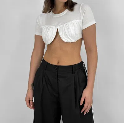 Mimosa Crew Neck Cropped Underwire Tee In Ivory In Multi
